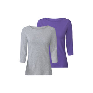 esmara® Dámske tričko s 3/4 rukávom, 2 kusy (XL (48/50), fialová/sivá)