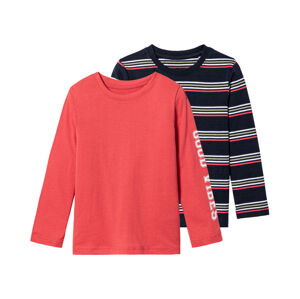 lupilu® Chlapčenské tričko s dlhým rukávom, 2 kusy (122/128, tmavomodrá/červená)