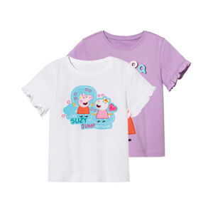 Dievčenské tričko Prasiatko Peppa, 2 kusy (110/116, biela/fialová)