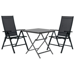 LIVARNO home Skladací stôl Houston, čierny + Skladacie kreslo Houston, čierne/antracitové, 2 kusy