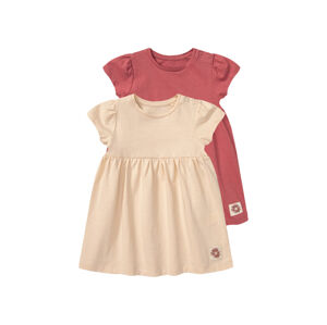 lupilu® Dievčenské šaty pre bábätká s BIO bavlnou, 2 kusy (74/80, koralová/marhuľová)