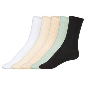 esmara® Dámske ponožky s BIO bavlnou, 5 párov (39/42, zelená/biela/čierna)