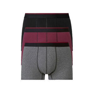 LIVERGY® Pánske boxerky, 3 kusy (M, čierna/bordová/sivá)