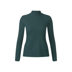 esmara® Dámske rebrované tričko s dlhým rukávom (S (36/38), zelená)