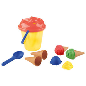 Playtive Hračky na pieskovisko, 10-dielna/6-dielna súprava (zmrzlinová súprava so žltým vedierkom)