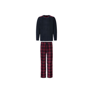 LIVERGY® Pánske flaušové pyžamo (S (44/46), navy modrá/červená/károvaná)