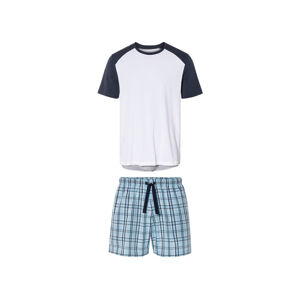 LIVERGY® Pánske krátke pyžamo s BIO bavlnou (L (52/54), biela/modrá)