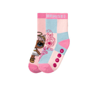 Dievčenské plyšové ponožky, 2 páry (35/38, LOL/ružová/modrá)