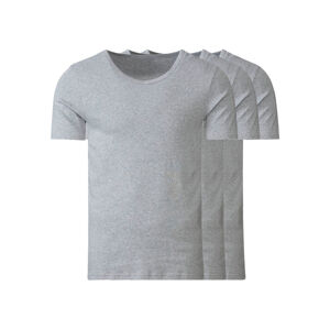LIVERGY® Pánske tričká z jemnej rebrovitej pleteniny, 3 kusy (XL, sivá, okrúhly výstrih)