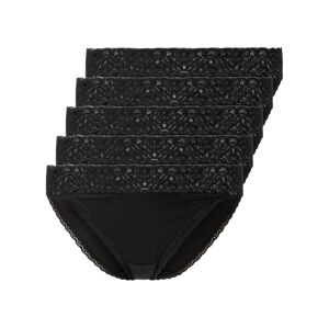 esmara® Dámske nohavičky s čipkou, 5 kusov (XL (48/50), čierna)