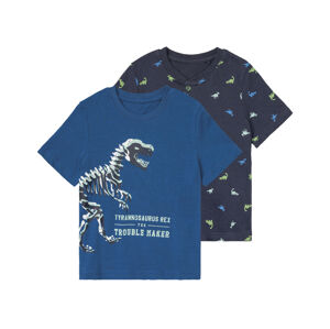 lupilu® Chlapčenské bavlnené tričko, 2 kusy (110/116, námornícka modrá/modrá)