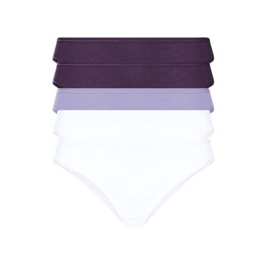 esmara® Dámske nohavičky, 5 kusov (S (36/38), tmavofialová/fialová/biela)