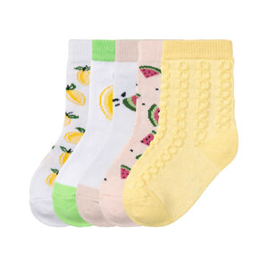 lupilu® Dievčenské ponožky, 5 párov (27/30, biela/žltá/zelená/ružová)