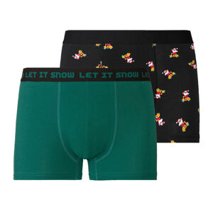 LIVERGY® Pánske vianočné boxerky, 2 kusy (L, zelená/čierna)