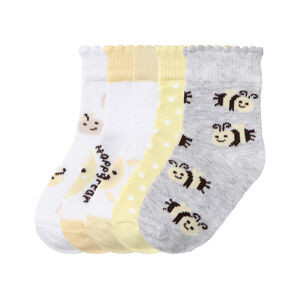lupilu® Dievčenské ponožky pre bábätká, 5 párov (19/22, biela/žltá/zelená/sivá)