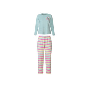 esmara® Dámske plyšové pyžamo (XS (32/34), pruhy/mentolová)
