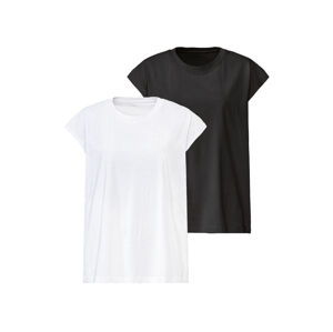 esmara Dámske tričko, 2 kusy (XL (48/50), čierna/biela)