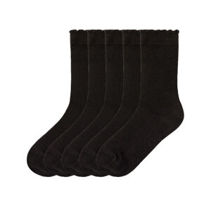 pepperts!® Dievčenské ponožky s biobavlnou, 5 párov (39/42, čierna)