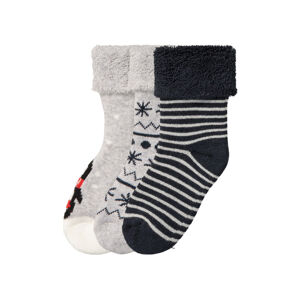 lupilu® Vianočné ponožky pre bábätká, 3 páry (15/18, sivá/biela/navy modrá/pruhy)