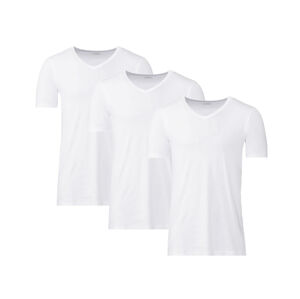 LIVERGY Pánske tričko, 3 kusy (S, biela, výstrih v tvare „V“)