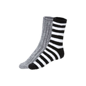 esmara® Dámske ženilkové ponožky, 2 páry (39/42, sivá/čierna)