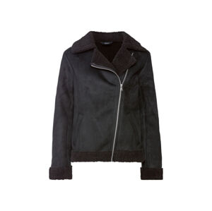 esmara® Dámska bunda s podšívkou z umelej jahňacej kožušiny (46, čierna)