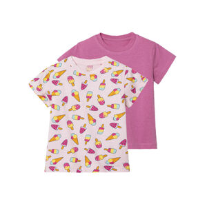 lupilu® Dievčenské tričko, 2 kusy (122/128, vzor/bledoružová/ružová)