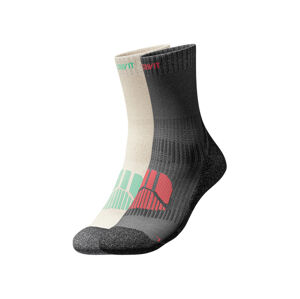 CRIVIT Dámske trekingové ponožky, 2 páry (41/42, čierna/béžová/sivá)