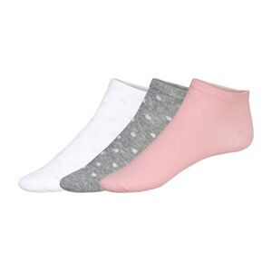 esmara® Dámske nízke ponožky, 3 páry (39/42, biela/bledoružová/sivá)