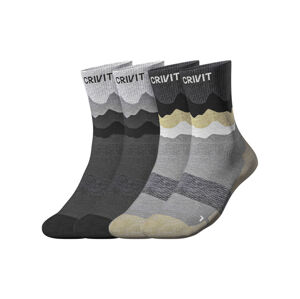 CRIVIT Pánske outdoorové funkčné ponožky, 2 páry (45/46, čierna/sivá/béžová)