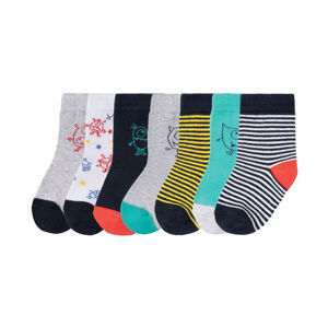 lupilu® Detské ponožky s biobavlnou, 7 párov (19/22, pruhy/sivá/navy modrá/žltá/zelená/červená)