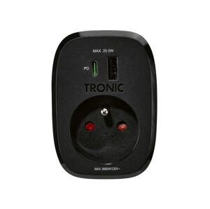 TRONIC® Zásuvkový adaptér USB A + C (čierna)