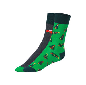 Dámske/Pánske ponožky, 2 páry (35/38, Vianoce/zelená)