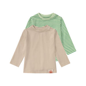 lupilu® Tričko s dlhým rukávom pre bábätká BIO, 2 kusy (50/56, béžová/zelená/pruhy)