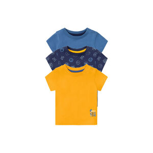 LUPILU® Detské bavlnené tričko pre bábätká BIO, 2 kusy (62/68, námornícka modrá/modrá/žltá)