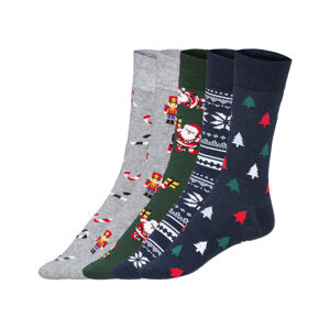 LIVERGY® Pánske vianočné ponožky, 5 párov (43/46, vzor/navy modrá/sivá/zelená)