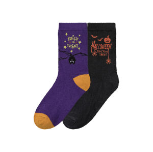 Detské ponožky Halloween, 2 páry (31/34, čierna/fialová)