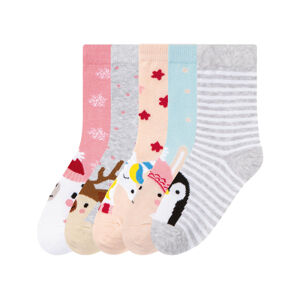 pepperts!® Dievčenské vianočné ponožky, 5 párov (23/26, bledoružová/sivá/modrá)