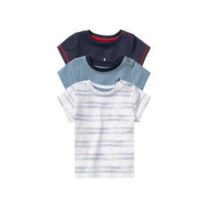 lupilu Detské bavlnené tričko pre bábätká BIO, 3 kusy (86/92, biela/námornícka modrá/modrá)