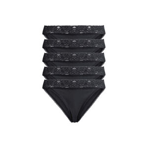 esmara Dámske nohavičky s čipkou, 5 kusov (S (36/38), čierna)