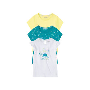 lupilu® Dievčenské tričko, 3 kusy (86/92, žltá/biela/petrolejová)