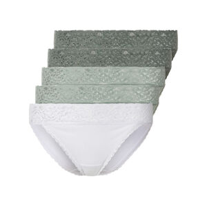 esmara® Dámske nohavičky s čipkou, 5 kusov (L (44/46), biela/zelená/mentolová)