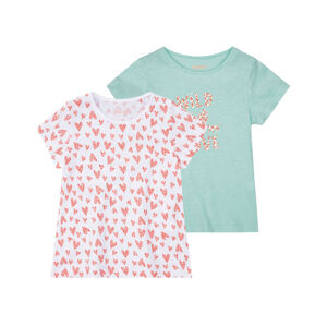 lupilu® Dievčenské tričká, 2 kusy (98/104, biela/bledoružová)