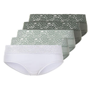 esmara® Dámske bedrové nohavičky s čipkou, 5 kusov (XL (48/50), biela/zelená/mentolová)