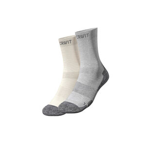 CRIVIT Dámske outdoorové funkčné ponožky, 2 páry (39/40, béžová/sivá)