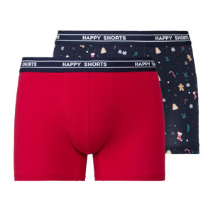 Happy Shorts Pánske vianočné boxerky v darčekovom balení, 2 kusy (L, bordová)