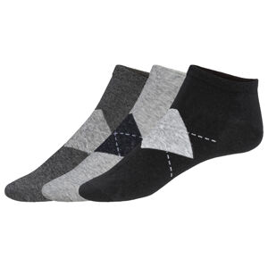 LIVERGY® Pánske nízke ponožky s BIO bavlnou, 3 páry (43/46, čierna/sivá)