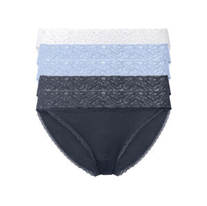 esmara® Dámske nohavičky s čipkou, 5 kusov (S (36/38), navy modrá/bledomodrá/biela)