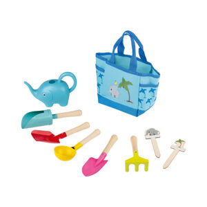 Playtive Detská taška so záhradným náradím, 9-dielna súprava (modrá)