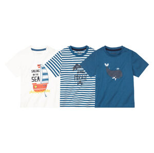 LUPILU® Chlapčenské tričko, 3 kusy (86/92, biela/modrá)